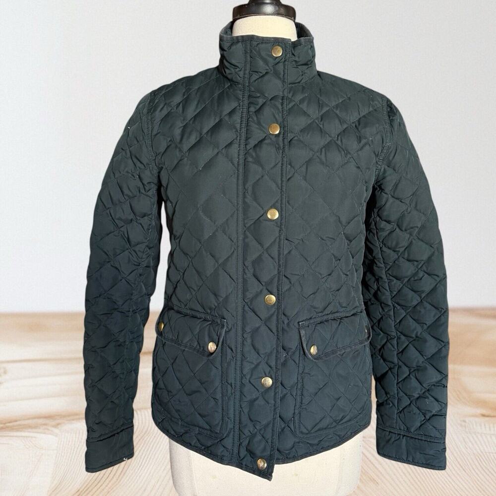 J Crew Lightweight Down Puffer Field Jacket Sz‎ S Womens Navy Downtown Preppy